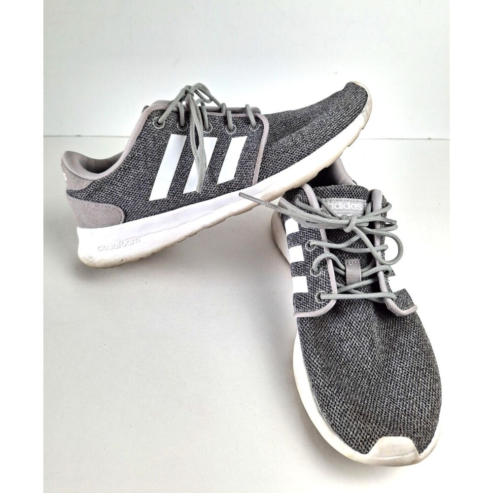 Adidas Shoes Womens 8.5 Cloudfoam QT Racer Running Low Sneakers Fx3427 Gray Mesh
